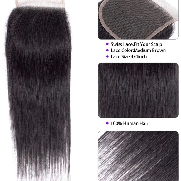 14/16/18 + closure Brazilian Straight hair - Picture 4 of 5